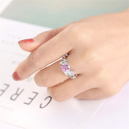 Pink Crystal & Silvertone Round-Cut Ring-3