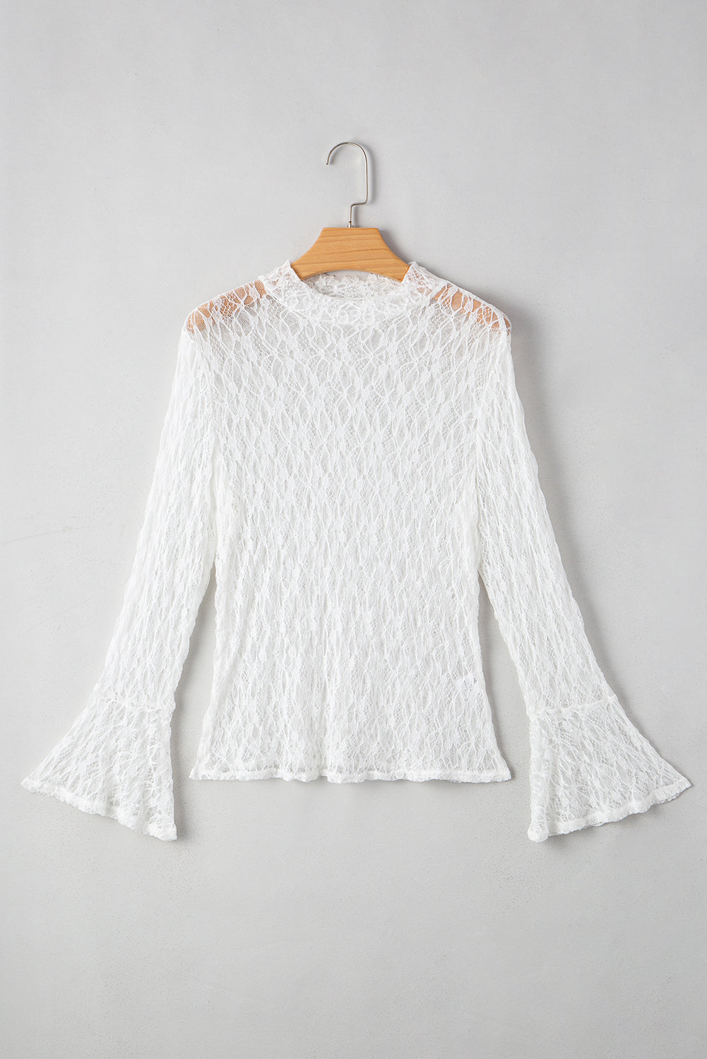 Threaded Pear Laurel Bell Sleeve Mock Blouse