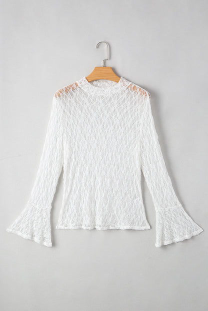 Threaded Pear Laurel Bell Sleeve Mock Blouse