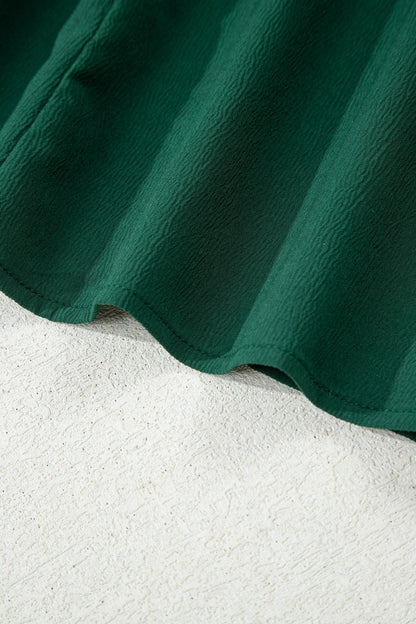 Blackish Green Solid Long Sleeve Button V Neck Tiered Maxi Dress