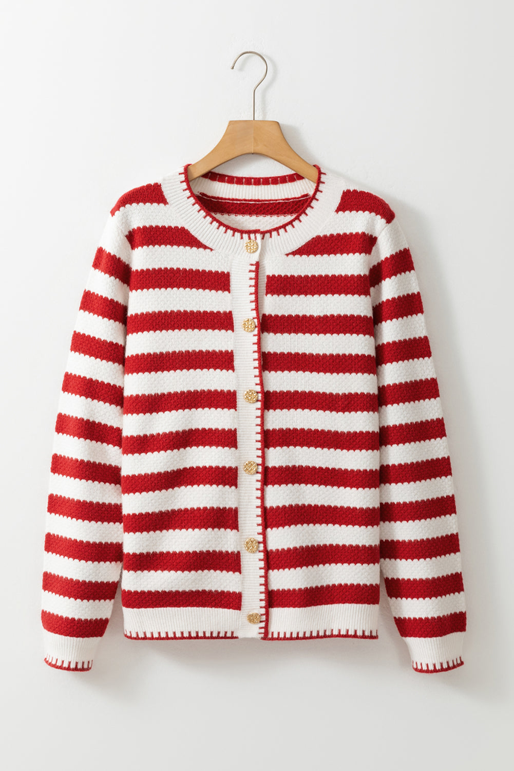 Threaded Pear Rylee Stripe Button Cardigan Sweater