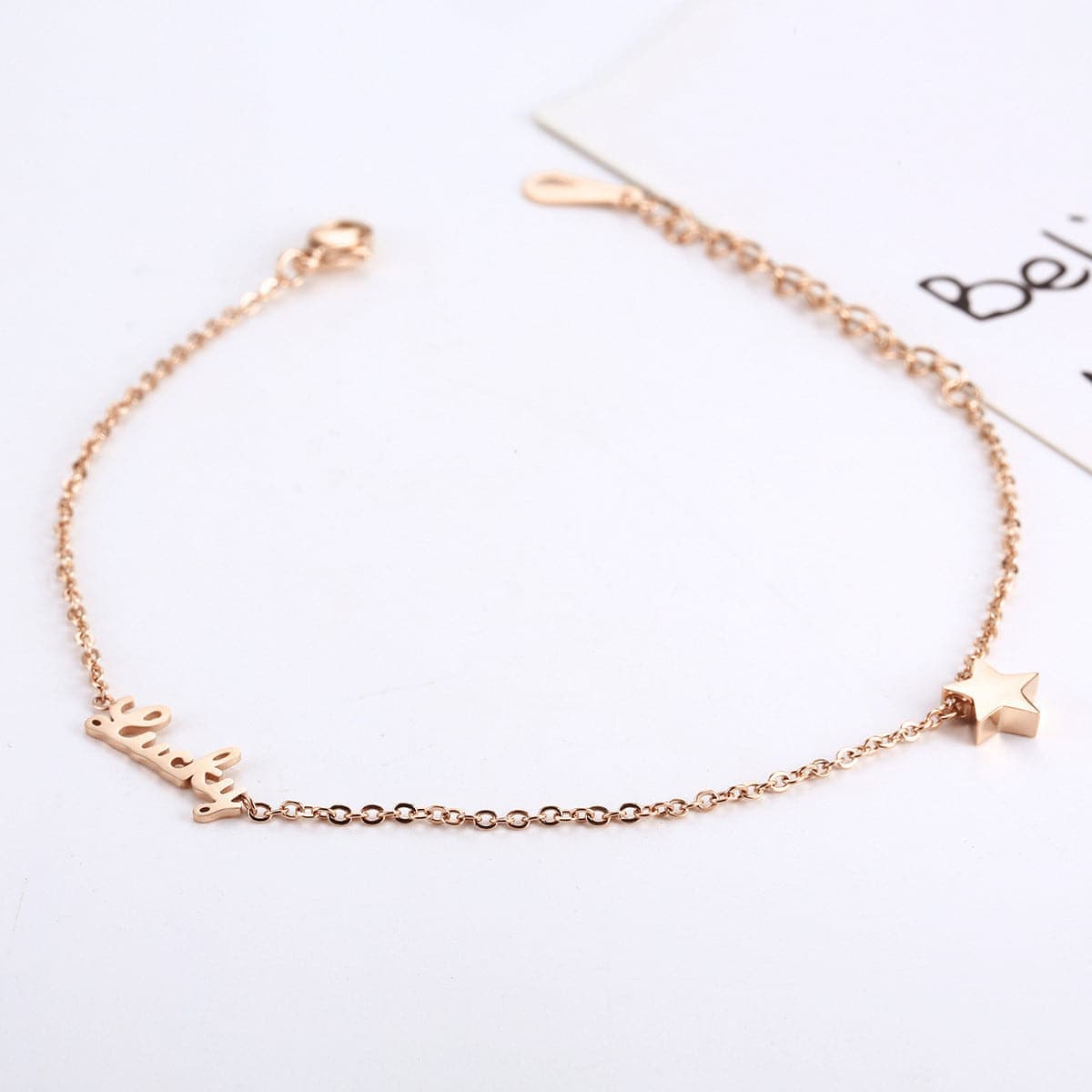 Rose Goldtone 'Lucky' Star Anklet