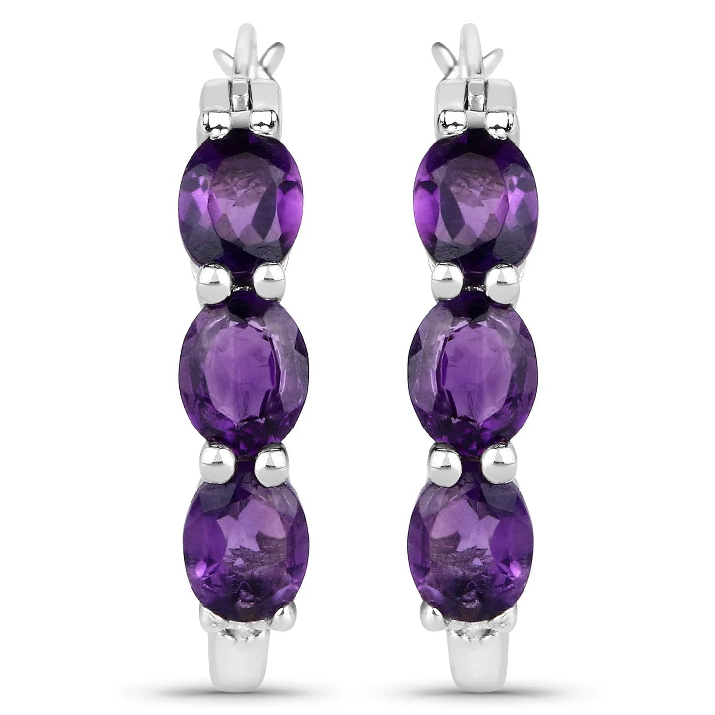 Genuine Purple Amethyst and Diamond Earrings