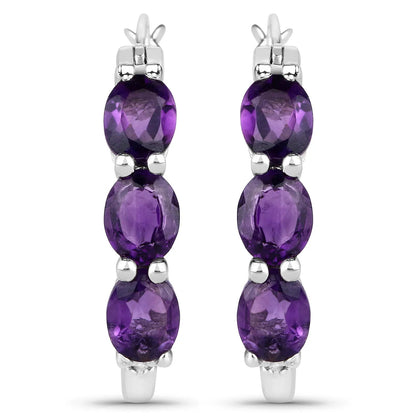 Genuine Purple Amethyst and Diamond Earrings