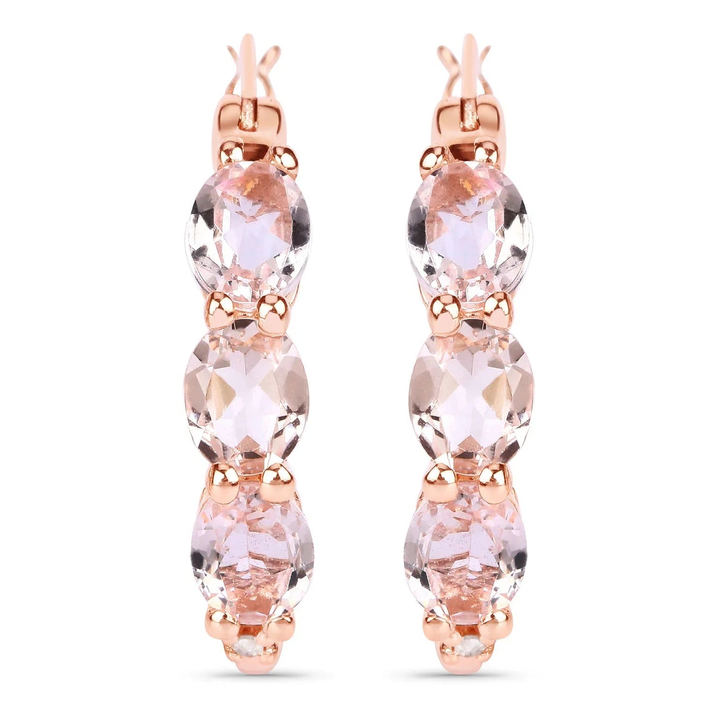 Genuine Pink Morganite and Diamond Earrings