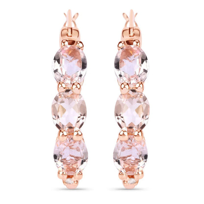 Genuine Pink Morganite and Diamond Earrings
