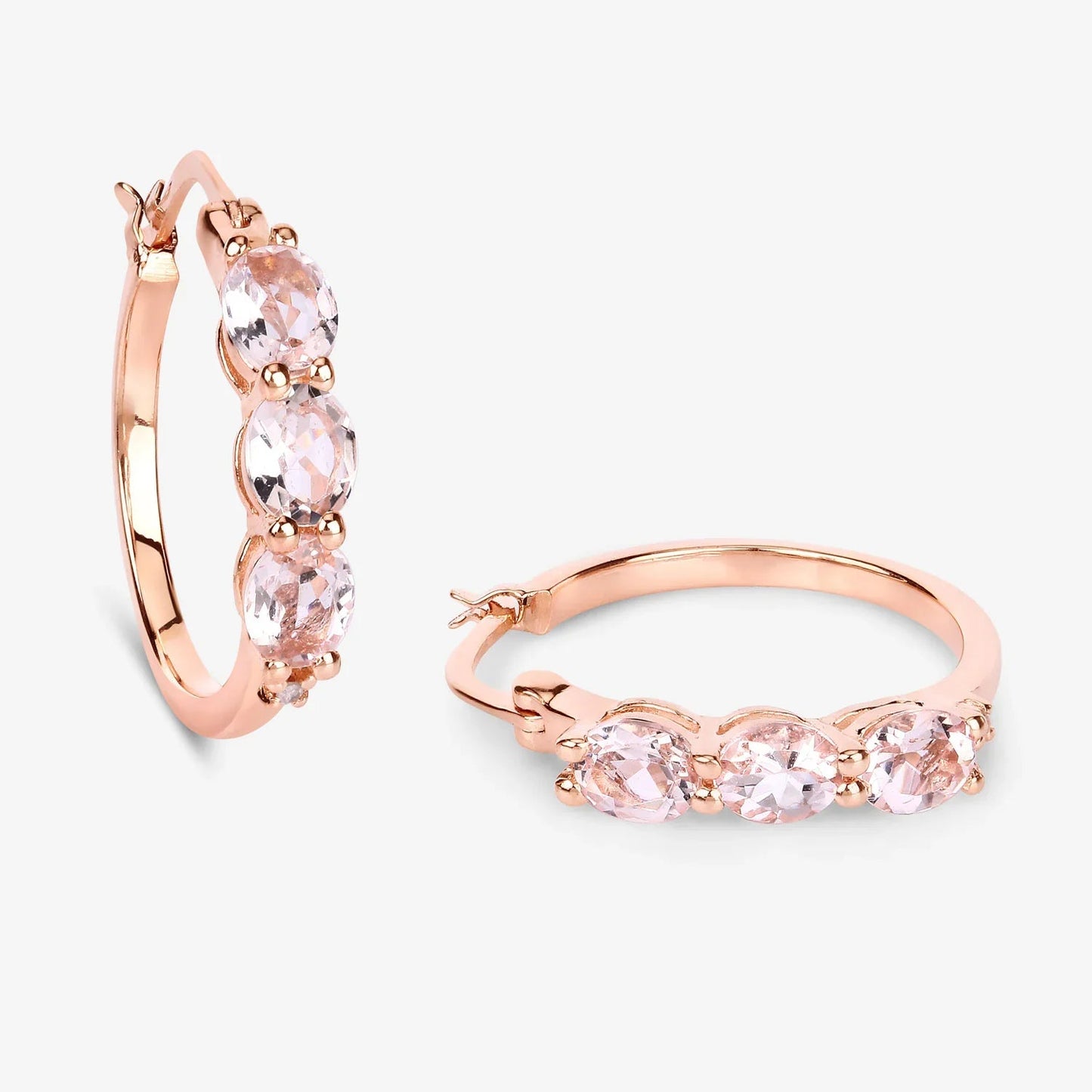 Genuine Pink Morganite and Diamond Earrings