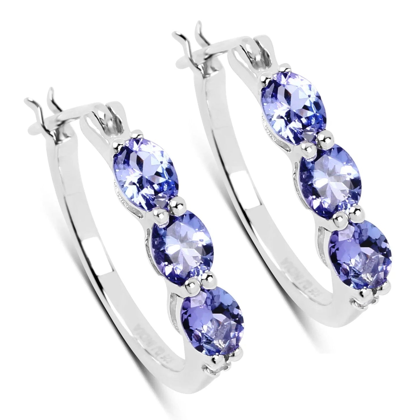Genuine Tanzanite Diamond 3 Stone Earrings