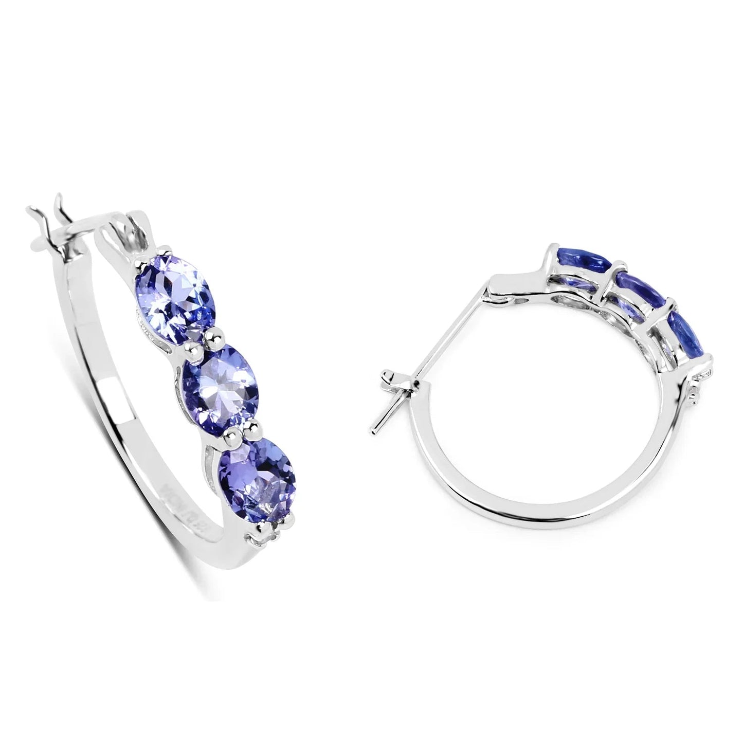 Genuine Tanzanite Diamond 3 Stone Earrings
