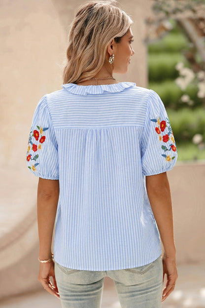 Threaded Pear Ruthie Sleeve Ruffle Trim Shirt