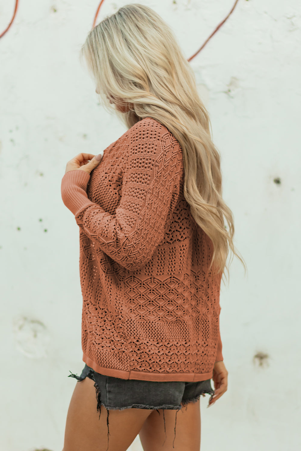 Threaded Pear Harmoni Knit Open Front Cardigan