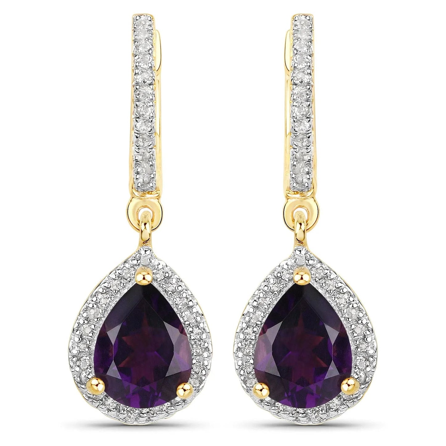Genuine Purple Amethyst Dangle Earrings
