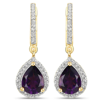 Genuine Purple Amethyst Dangle Earrings
