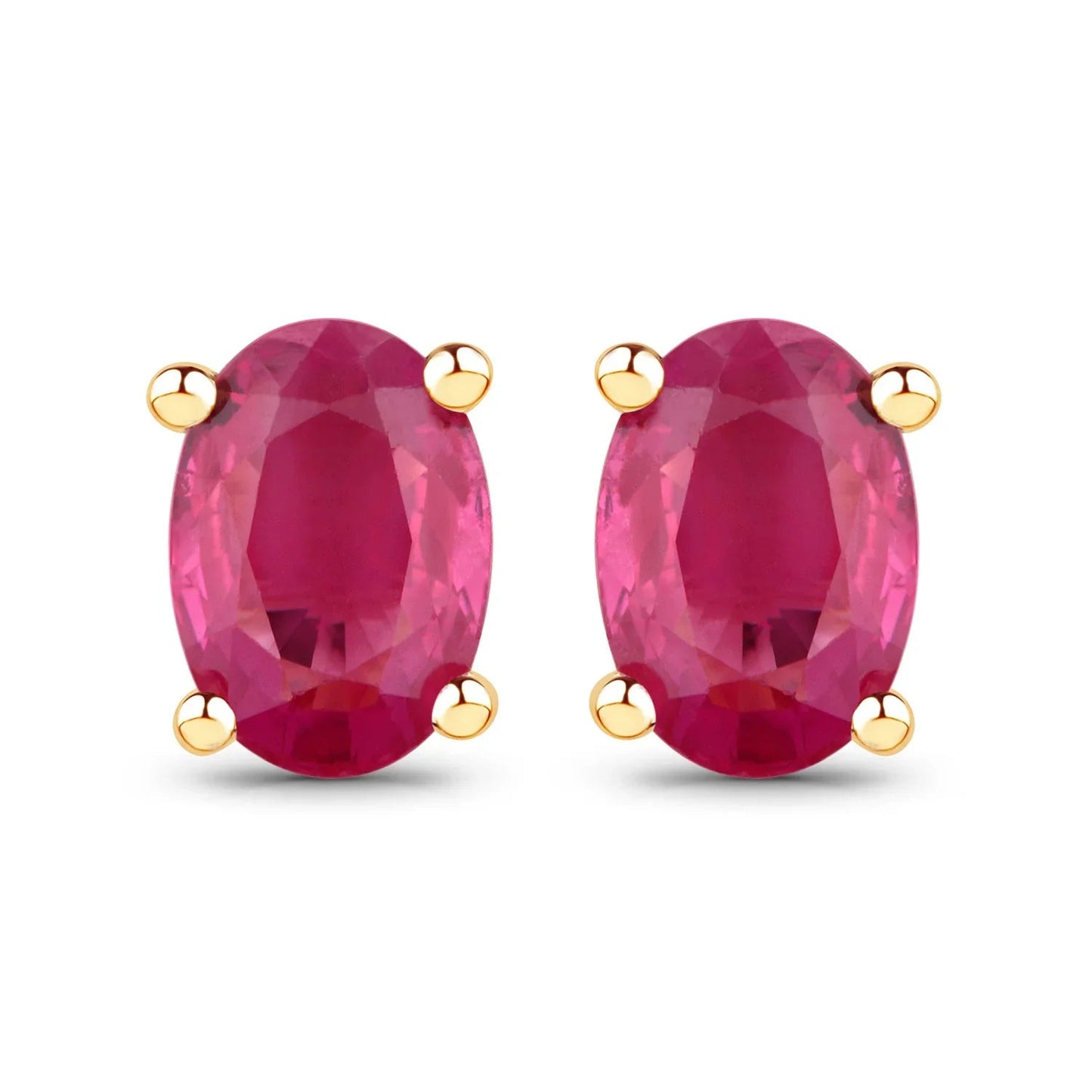 1.04 Ct Oval Pink Ruby Prong 10K Gold Stud Earrings