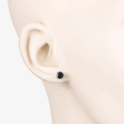 1.30 Ct Round Blue Sapphire Prong 10K Gold Stud Earrings