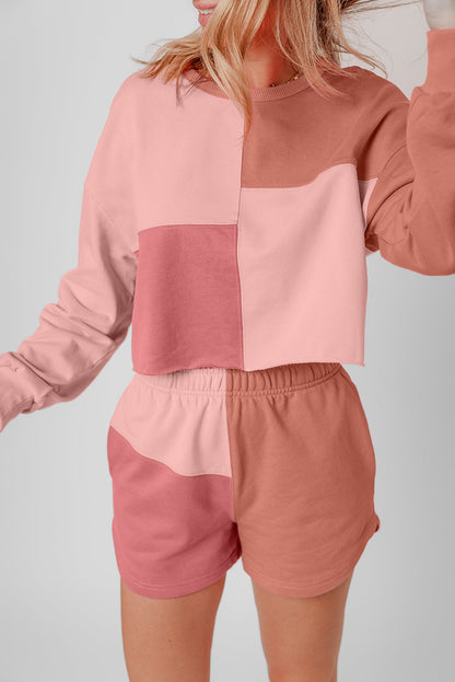 Threaded Pear Saige Patchwork Long Sleeve Shorts