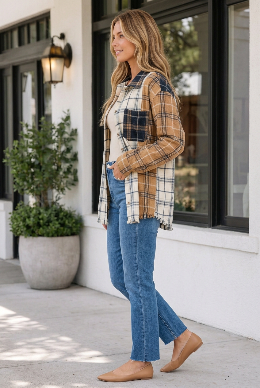 Threaded Pear Florence Sleeve Shift Silhouette Shacket