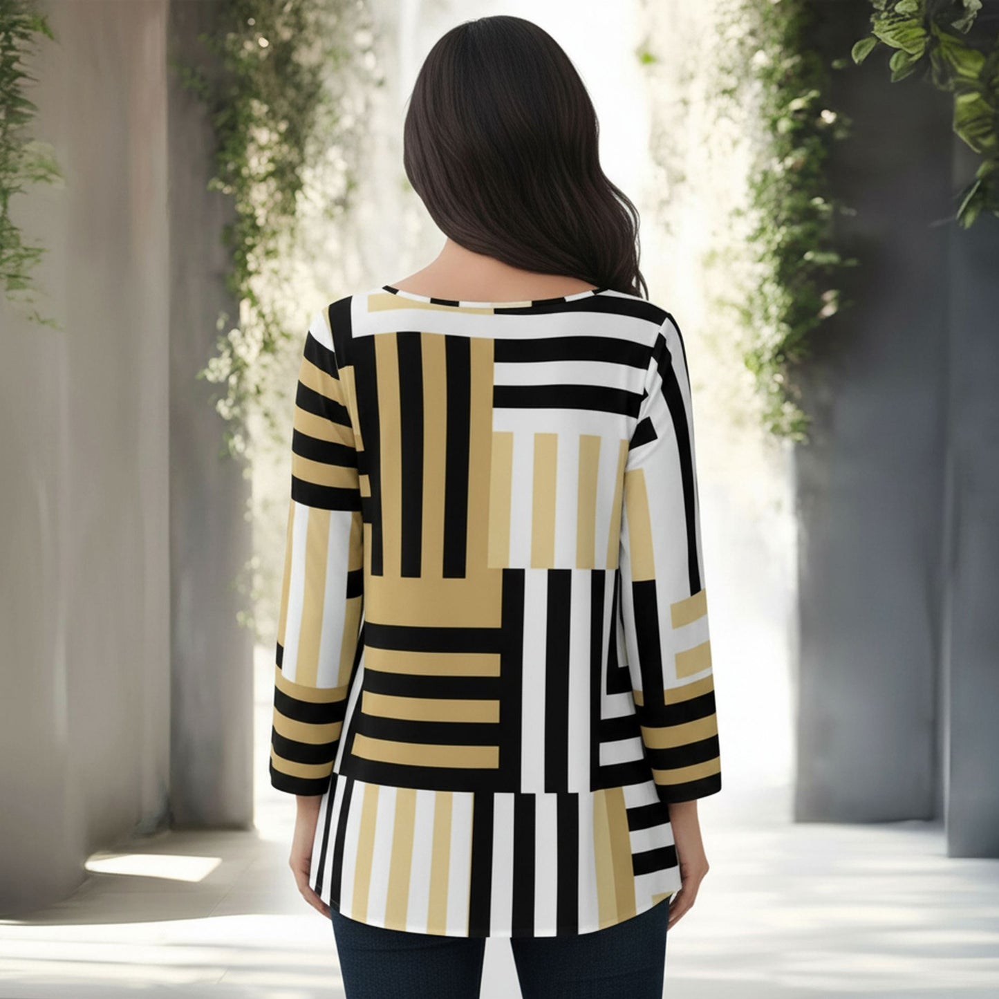 Beige and White w/ Black-