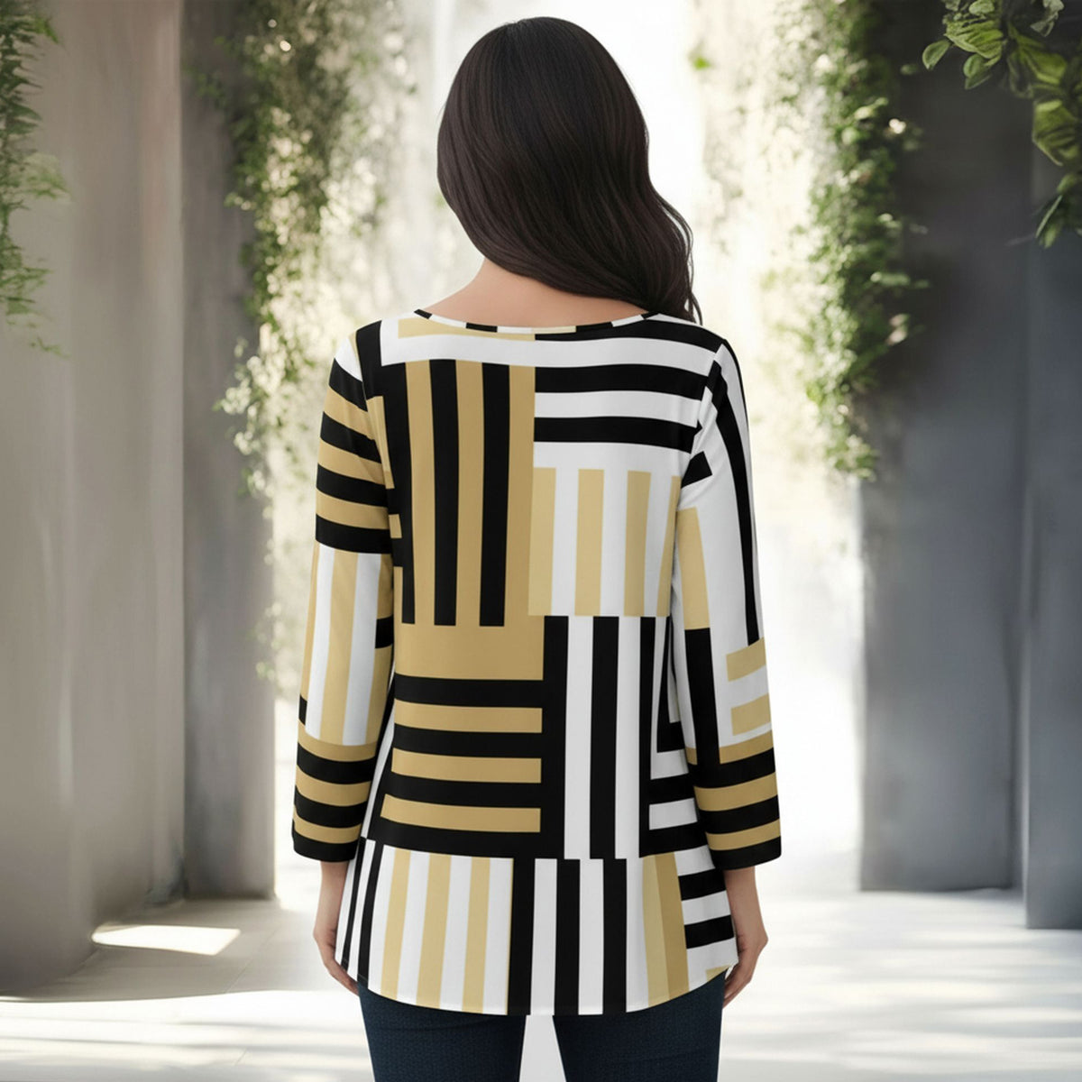 Beige and White w/ Black-