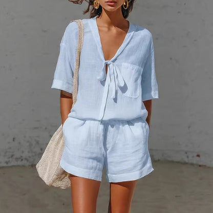 shirt dress and shorts Blue Stripe Cotton Pleated Shirt Dress - Mini Dresses