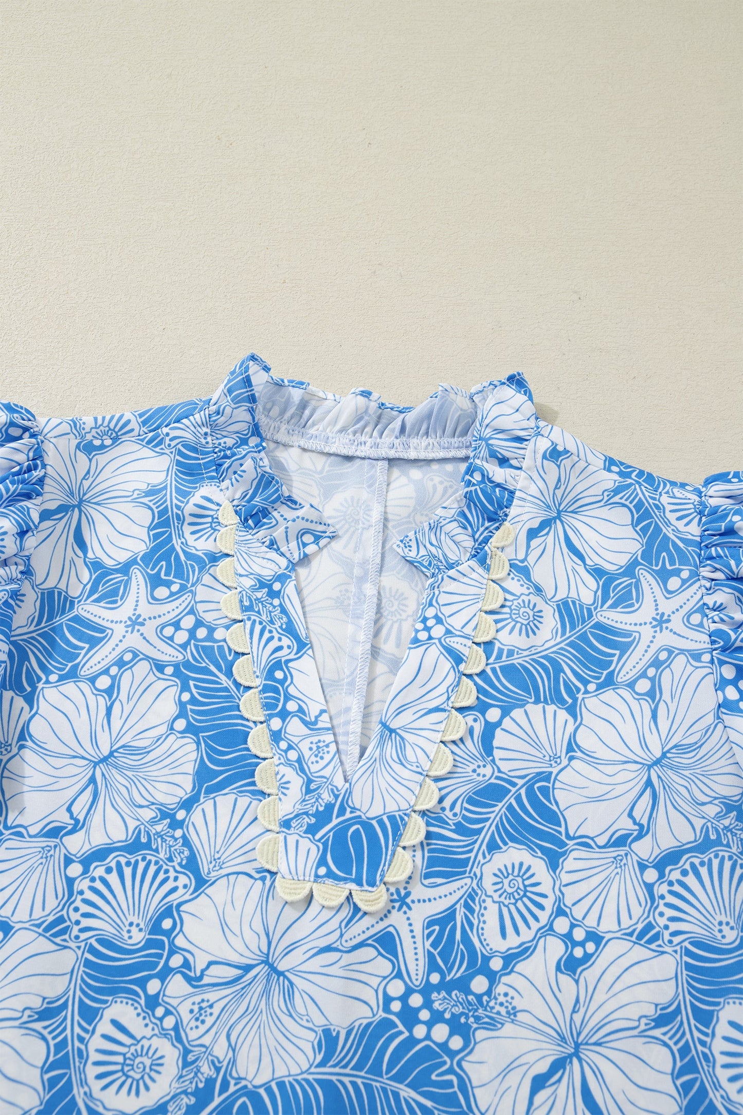 Threaded Pear Kataleya Trim Short Sleeve Blouse