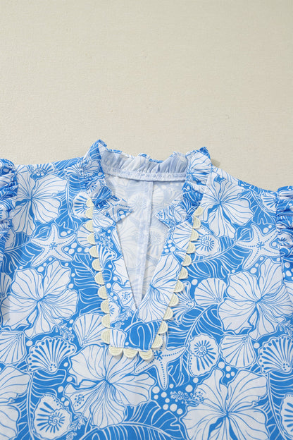 Threaded Pear Kataleya Trim Short Sleeve Blouse