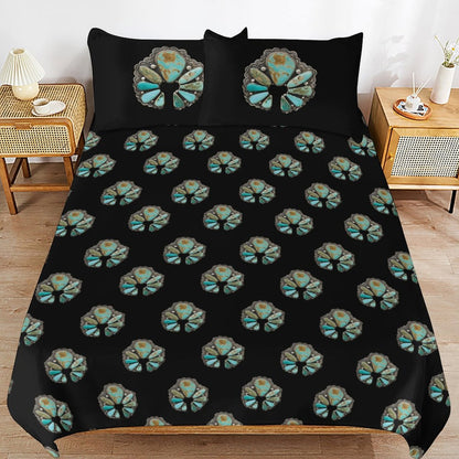 Turquoise Naja Design 3-Piece Bedding Set (1 Duvet Cover + 2 Pillow Shams) – 102"×90"
