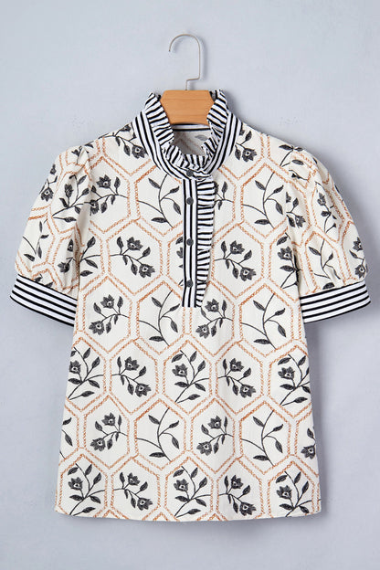 Threaded Pear Hayden Patchwork Short Sleeve Blouse