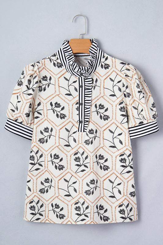 Threaded Pear Hayden Patchwork Short Sleeve Blouse