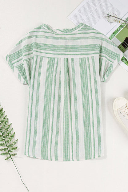 Threaded Pear Rosemary Short Sleeve Casual Blouse