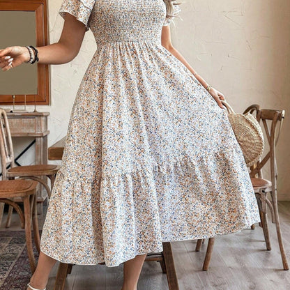 Plus Size Backless Midi Dress – Elegant Pleated Summer Party Dress