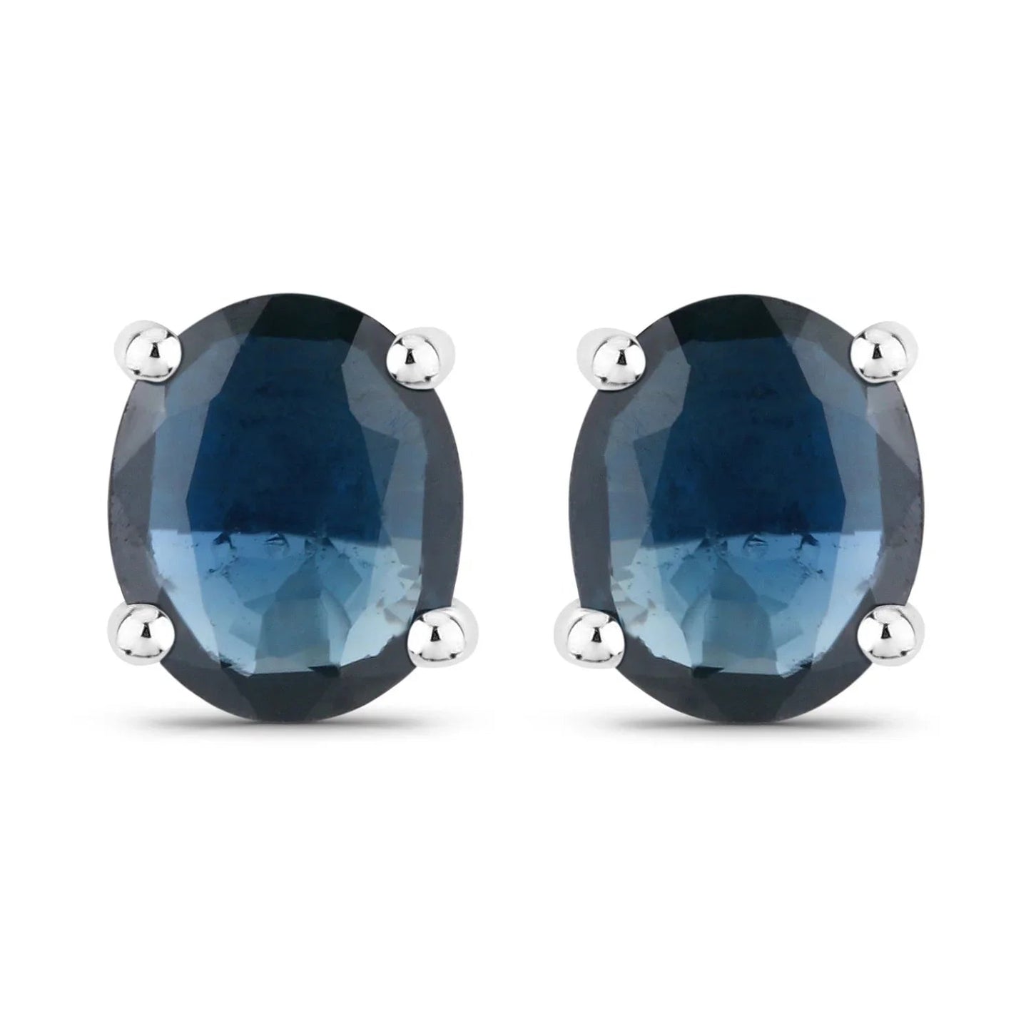 0.60 Ct Oval Blue Sapphire Prong 10K Gold Stud Earrings