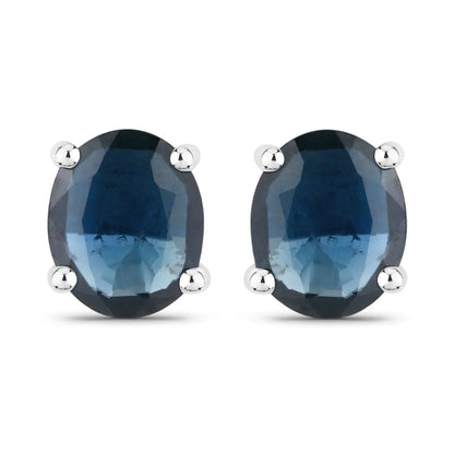0.60 Ct Oval Blue Sapphire Prong 10K Gold Stud Earrings