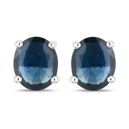 0.60 Ct Oval Blue Sapphire Prong 10K Gold Stud Earrings