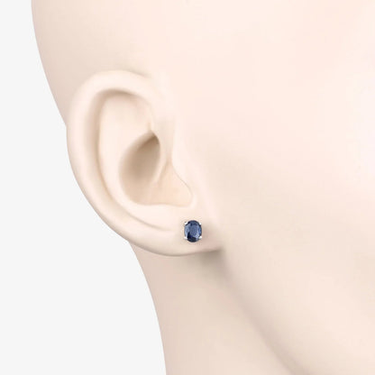0.60 Ct Oval Blue Sapphire Prong 10K Gold Stud Earrings
