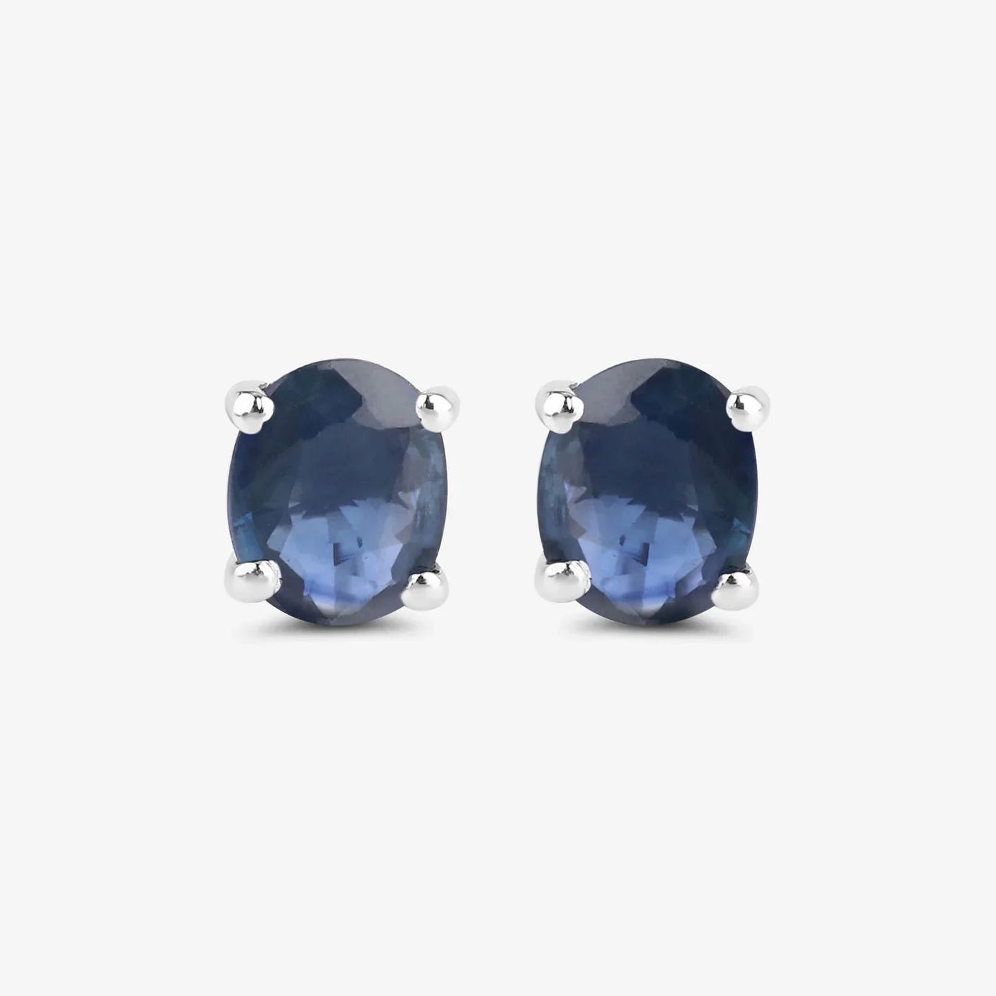 0.60 Ct Oval Blue Sapphire Prong 10K Gold Stud Earrings