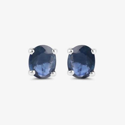 0.60 Ct Oval Blue Sapphire Prong 10K Gold Stud Earrings