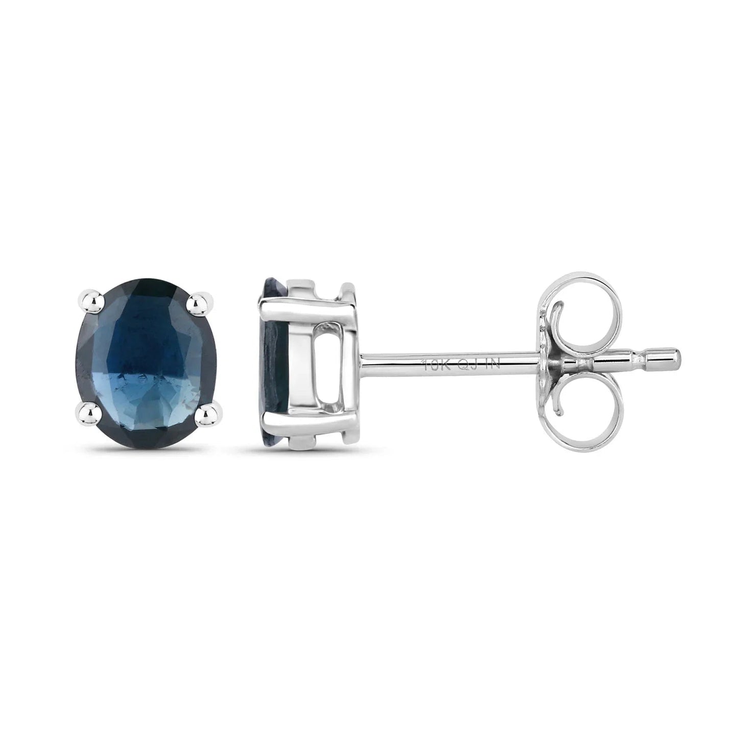 0.60 Ct Oval Blue Sapphire Prong 10K Gold Stud Earrings