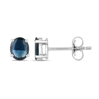 0.60 Ct Oval Blue Sapphire Prong 10K Gold Stud Earrings