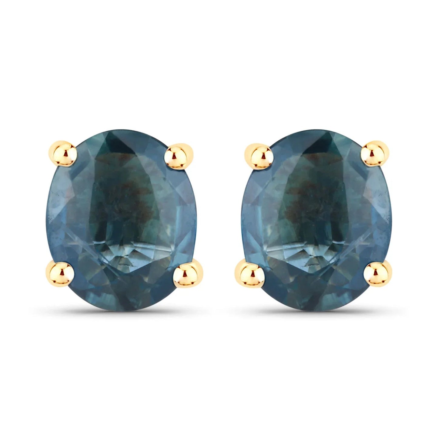 0.60 Ct Oval Blue Sapphire Prong 10K Gold Stud Earrings