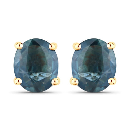 0.60 Ct Oval Blue Sapphire Prong 10K Gold Stud Earrings