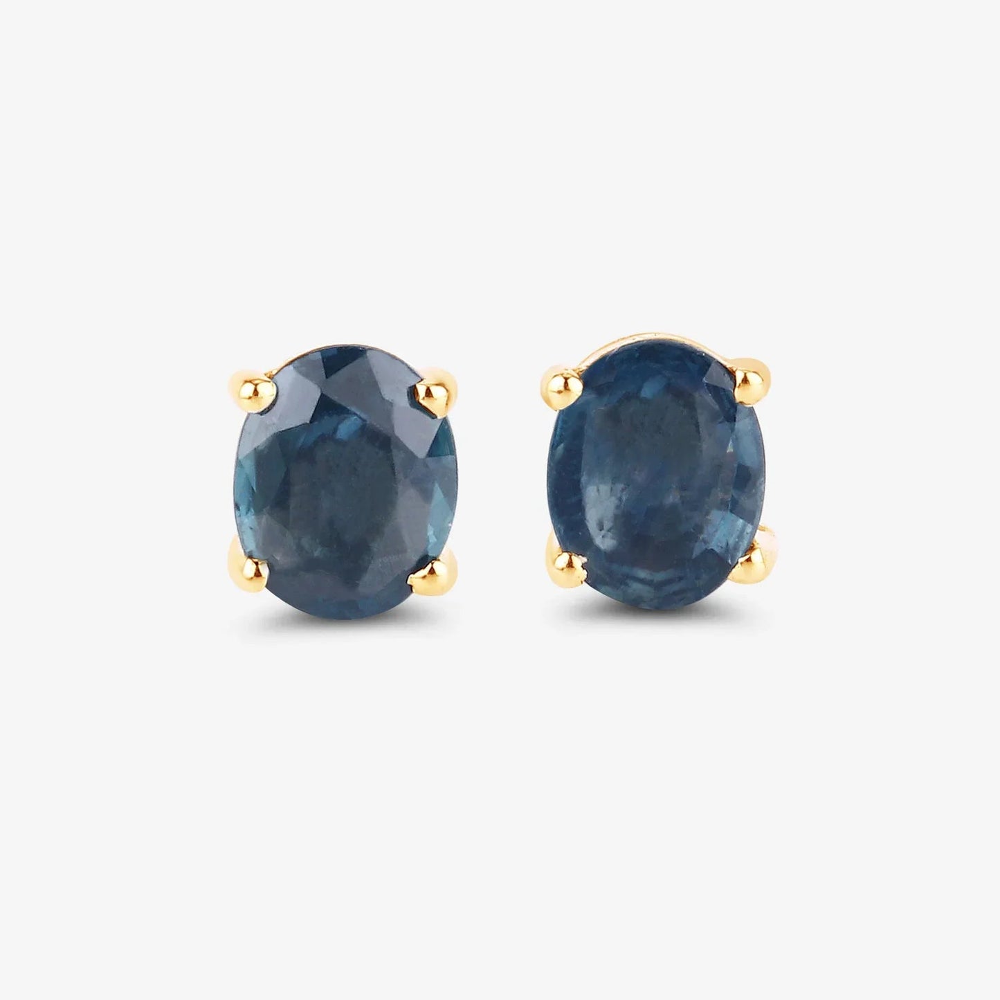 0.60 Ct Oval Blue Sapphire Prong 10K Gold Stud Earrings