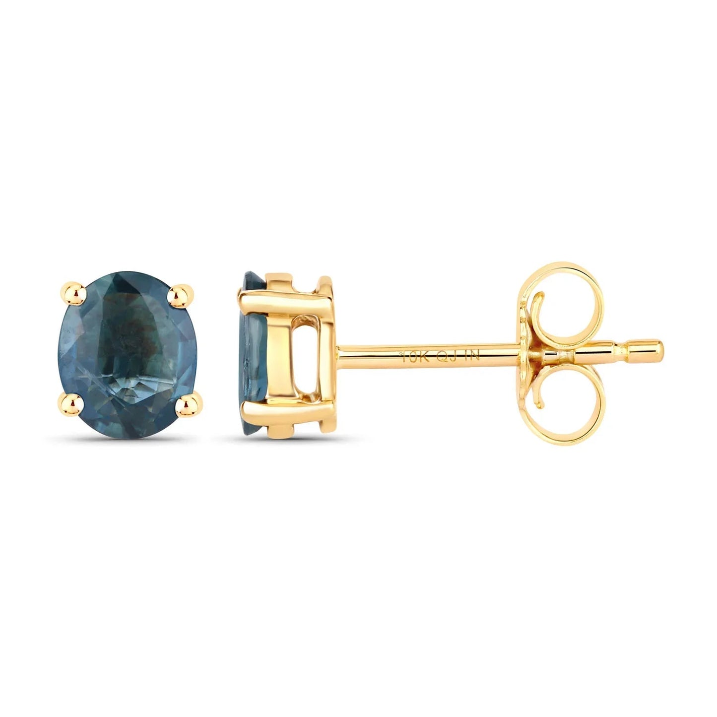 0.60 Ct Oval Blue Sapphire Prong 10K Gold Stud Earrings