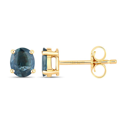 0.60 Ct Oval Blue Sapphire Prong 10K Gold Stud Earrings