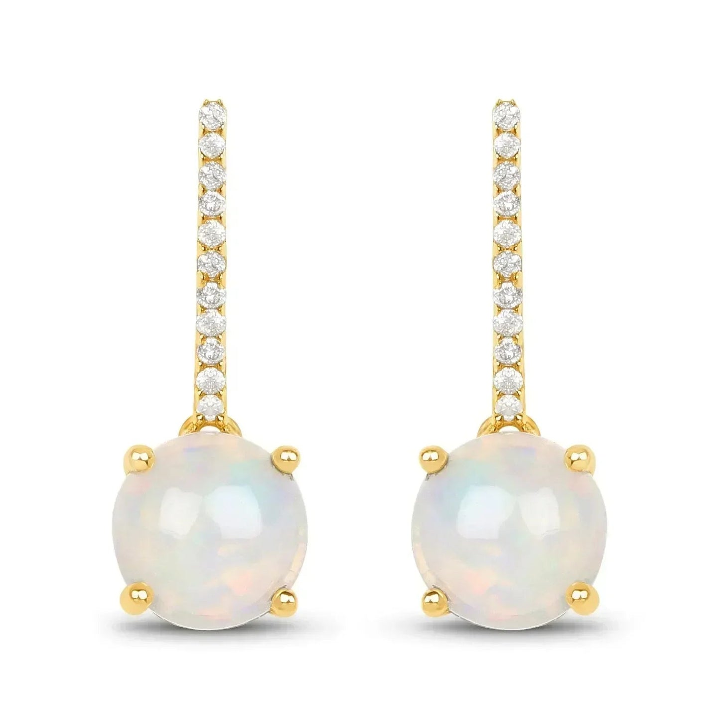 14K Gold Opal And Diamond Drop Earrings