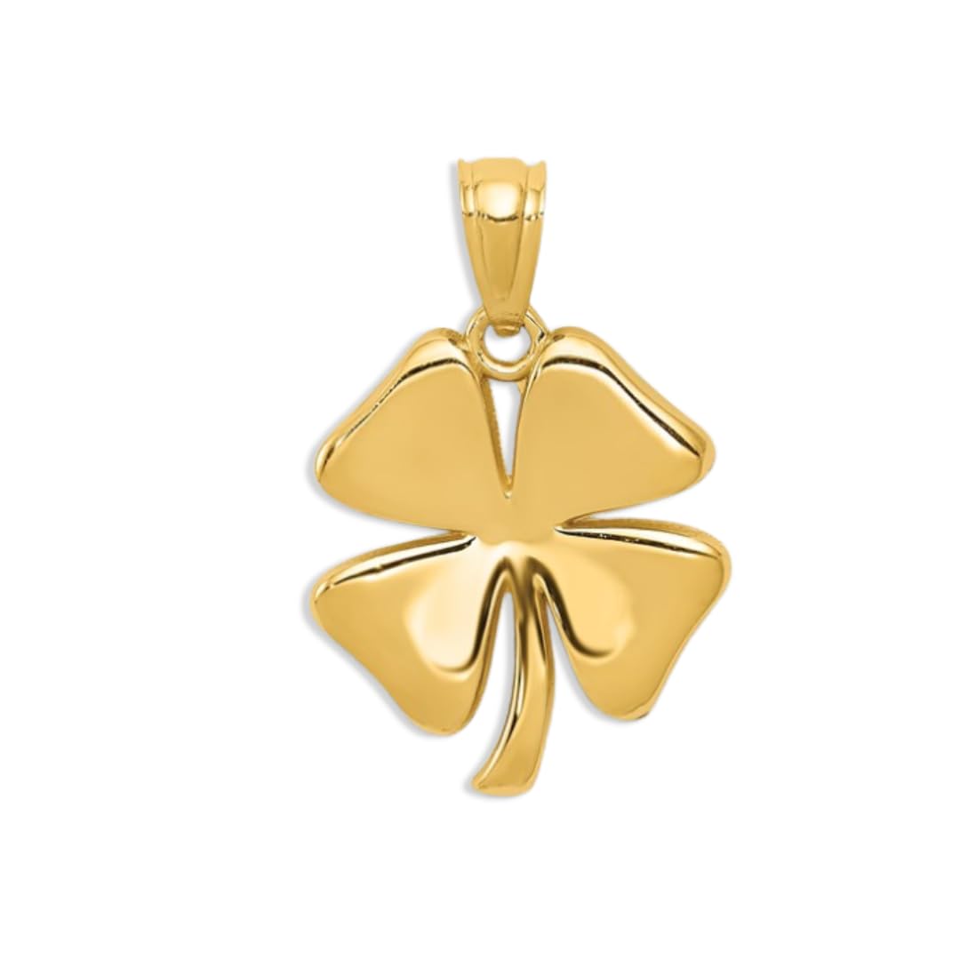 10K Yellow Gold Four Leaf Clover Charm Luck Pendant