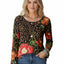 Red Floral Brown Mixed Print