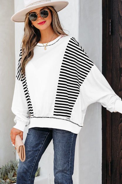 Threaded Pear Clare Contrast Stitching Oversize Sweatshirt