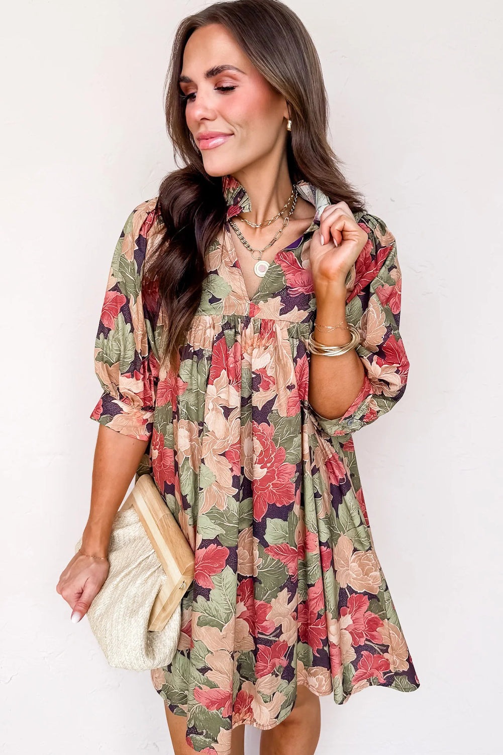 Threaded Pear Annika Half Sleeve Mini Dress