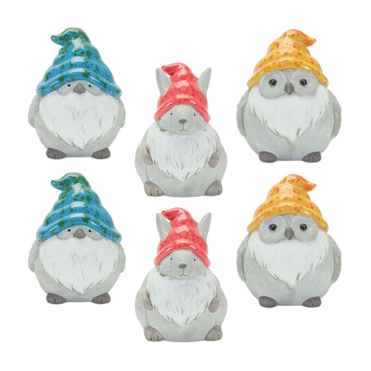 Melrose International Whimsical Animal Gnome Garden Statue (Set of 6)